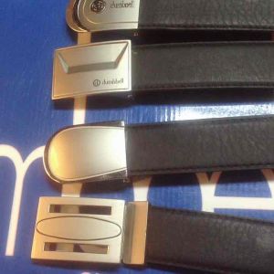 เข็มขัดพีวีซีบูติคขนาดกว้าง34มมสายหนังเทียมชามัวยาว44นิ้วdumbbell