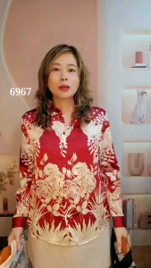 6967 เสื้อ Joyce เชิ้ตชีฟองพิมพ์ลาย แขนยาว กระดุมหน้า ไม่มีซับใน by PENNY CLOTH 888