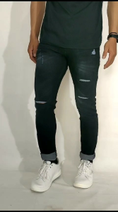 Celana Jeans Sobek Pria Panjang Stretch Melar Denim Tebal Slimfit Skinny Size S-XL Premium