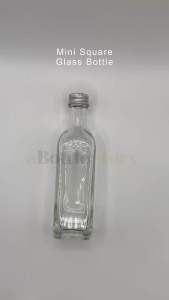 Clear Square Beverage /Juice /Coffee/Medic Oil Glass Storage Bottle with Silver Aluminum cap(65ml)