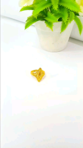 Cincin Titanium ukir belapis emas rhodium awet anti karat