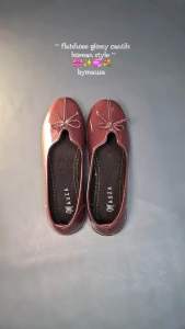 Sepatu wanita flat shoes kekinian Slip on wanita glossy