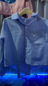 Kemeja Crop Top Korean style / Blouse Kemeja Crop Wanita  Casual Salur