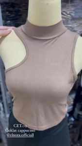 TANKTOP CROP WANITA KERAH TINGGI HALTER NECK MODEL KOREA (CET.09) PREMIUM RAYON SPANDEK WANITA
