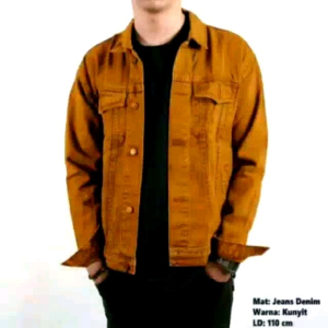Jaket Jeans Denim Tebal Pria Kuning Mustrad M~Xxxl Jumbo COD