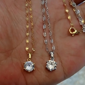 kalung set liontin titanium perhiasan wanita anti luntur