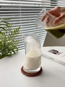 เครื่องดื่มสุดเท ทรงรูปใบหญ้า ใส่เครื่องดื่มเย็น ลายสวยงาม สไตล์เกาหลีมินิมอล