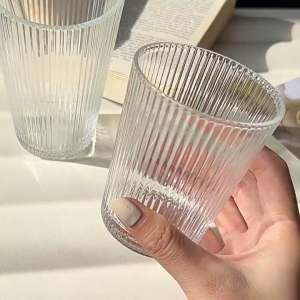 พร้อมส่ง แก้วกลม สไตล์เกาหลี เครื่องดื่มเย็น ร้านคาเฟ่ หรือ ใส่วิสกี้ ลายทาง กำลังที่หมา!