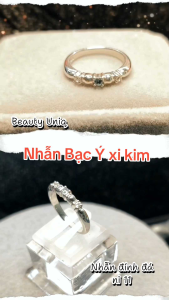 Nhẫn đính đá Bạc Ý xi kim ni tay nhỏ - 11