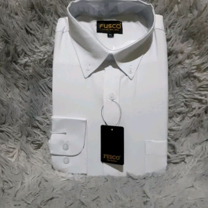 KEMEJA PRIA FORMAL FUSCO WARNA PUTIH/KEMEJA POLOS LENGAN PANJANG