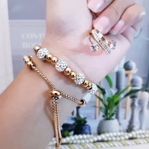 Gelang Serut Set Cincin Titanium 0623aaab