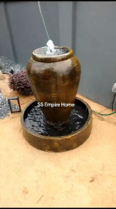 S83 Feng Shui 100cm Sandstone Round Water Pond Pot Fountain Garden Water Feature Balinese 风水流水喷泉瀑布池 Fish Outdoor