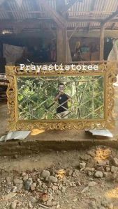 Kaca rias jati - figura cermin jati kaca bevel modern mewah