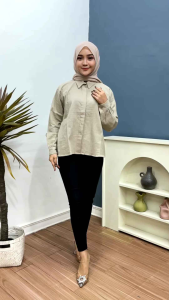 KEMEJA OVERSIZE POLO LINEN CRINCLE POCKET JUMBO