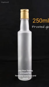 [24pcs] 250ml Round Frosted glass bottle/botol kaca madu/ honey/Aluminium  Cap + Stopper 蒙砂玻璃罐 蜜糖罐 酒罐。