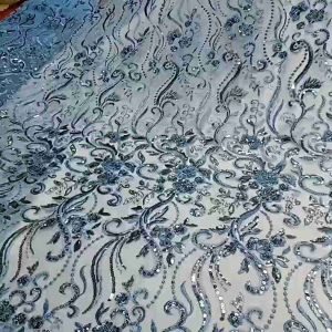 (HARGA PERSETENGAH METER) bahan kain tulle koren full payett mewah terbaru/tile kebaya brokat berpayet