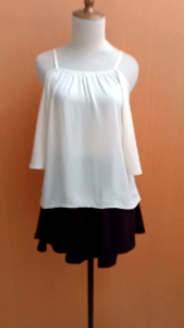 atasan sabrina wanita cream M L cewek blouse cute santai crem