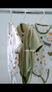 3 Pcs Jumpsuit Bayi Jumper Bayi 0-6 Bulan Serian Hijau Series Chiyoko