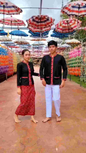 เสื้อภู​ไท​แขนยาวหญิง​ ชายตรงมีกระเป๋า