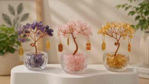 Handmade Crystal Gemstone Fortune Tree | Feng Shui Prosperity Tree | Unique Housewarming & Business Opening Gift
