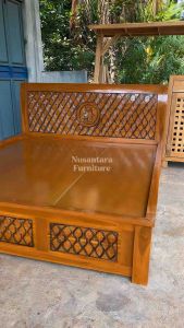 Dipan Laci Minimalis Kayu Jati Solid - Tempat Tidur Storage Bed Jepara Terlaris