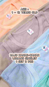 1Set 3Pcs Kids Singlet Eyelet Lubang