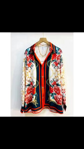 KEMEJA FULL PRINTING FASHION WANITA CANTIK || BAHAN SILK PREMIUM IMPORT || LD:116cm PJ:70cm