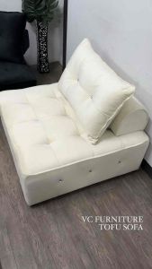 VC TATAMI TOFU SOFA 1 SEATER VELVET LAZY SOFA