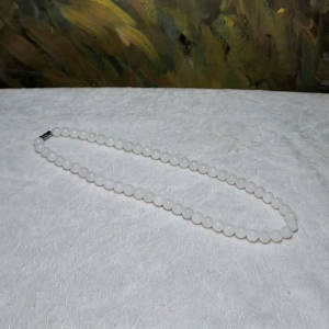 7.8mm Nephrite icy white necklace [Natural Crystal] 7.8毫米冰白和田玉项链