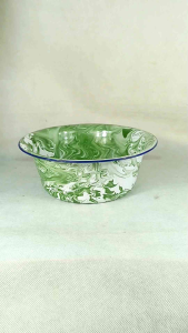 Baskom Burik Warna Hijau Putih Mangkuk Jadul ENamel 16/18/20/22/24/26cm