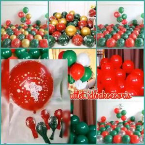 BALON NATAL LATEX 12 INCH / BALON LATEX SANTA CLAUS / BALON METALIK NATAL ELASTIS / BALON DEKOSARI NATAL / CHRISTMAS LATEX BALLOONS / BLC2735