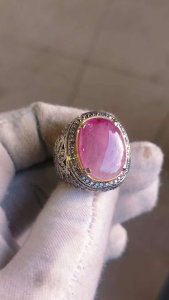 Natural Burmanese Ruby cindai 19 carat silver handmade ring