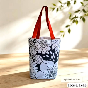 Floral Canvas Tote Bag – Eco-Friendly Reusable Shopper for Daily Errands Work or Travel
