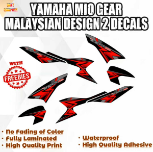 YAMAHA MIO GEAR MALAYSIAN DESIGN 2 DECALS (WATERPROOF LAMINATED FADE PROOF)
