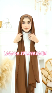 Shawl 2 Meter Sulam Keliling Chiffon Berombak / Shawl Nikah