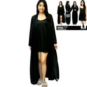 BAJU tidur wanita dewasa piyama kimono set tantop dress pendek satin glossy pakaian tidur busana wanita.