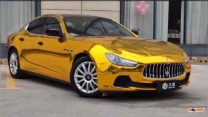 PET PREMIUM QUAILTY GOLD CHROME vinyl sticker high stretch washable bubble free waterproof