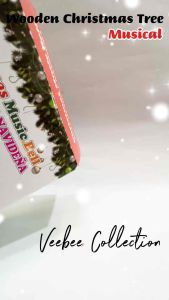 Wooden Christmas Tree Musical/ Pohon natal kayu musik lagu/ pohon natal kecil/ dekorasi natal/ pernak pernik natal