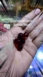 [HANYA BATU] Batu Merah Siam Bentuk Telur Ukuran ±12x16mm
