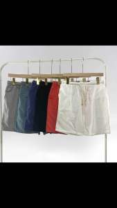 ขาสั้นลำลองผ้าลินินผสมผ้าฝ้าย กางเกงขาสั้นโอปป้า กางเกงขาสั้นสีพื้น เอวยืดได้