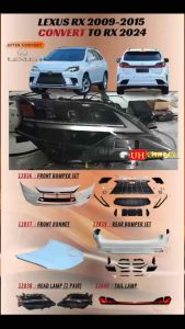 Lexus RX 2009-2015 Convert To RX 2024 Bumper Bonnet Head Lamp Tail Lamp Bodykit Skirting Lip Diffuser Grill