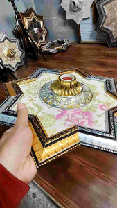 Fitting Hiasan Ornamen Plafon PVC 40X40 A 01 Free Sekrup Pemasangan Motif Mewah