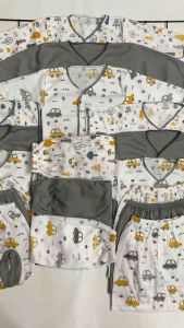 PAKET HEMAT BAJU BAYI BARU LAHIR PAKET NEW BORN 0-3 BULAN PAKET LENGKAP BAJU CELANA BAYI SERIES ABU CAR