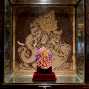 Thai amulet pikanet ganesha pendant enamelled silver with gradient colours purple pink phra phrom plated with rose gold