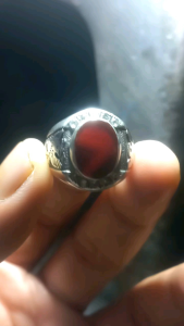 natural akik yaman merah bermotif alami angka tujuh.unik langka. dim135*10*3.mm.ring perak handmade no.7.gosokan mulus kinclong no krak.
