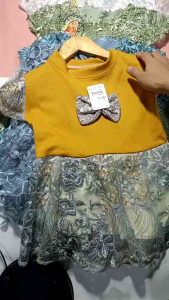 Baju dres anak perempuan | dres  brukat combi anak perempuan 1-2Tahun warna random