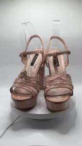 Elegant Pageant Heels 5inches nude color T-Strap Design