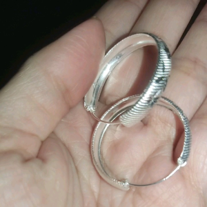 legit silver loop wide with design(Er619)earrings