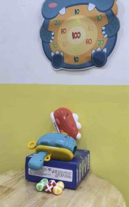 Đồ Chơi Máy Bắn Bóng Dính Hình Khủng Long - Tặng Kèm 6 Bóng Dính Nhiều Màu Sắc 1 Bia Hình Khủng Long và 1 Móc Dán Tường