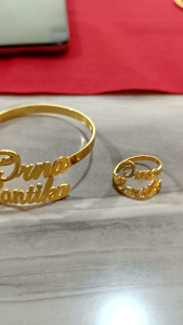 SATUSET GELANG DAN CINCIN LAPIS EMAS UKIRNAMA (CUSTOM) REQUEST NAMA DAN UKURAN D CHAT SELLER